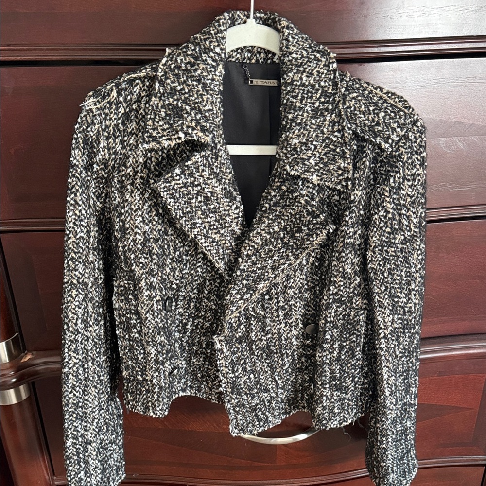 Women's Black and White Tweed Jacket